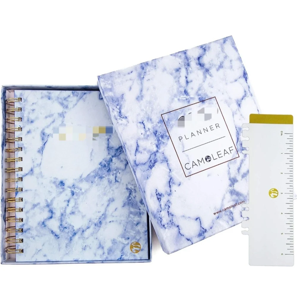 Camoleaf Marble Blue Purple Spiral bound Hardcover Undated Planner